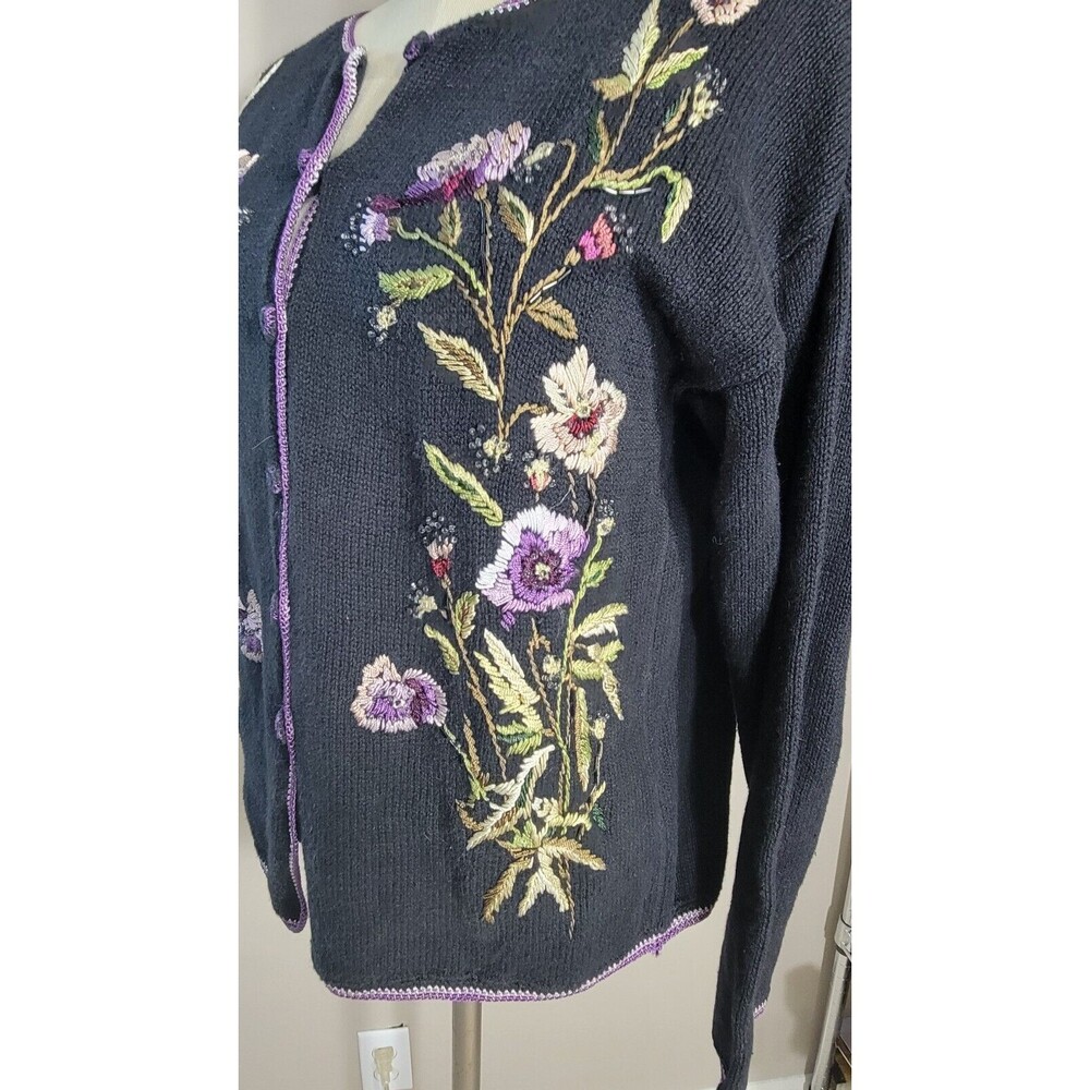 Vintage Tiara International Ebroidered Cardigan Sweater Size M